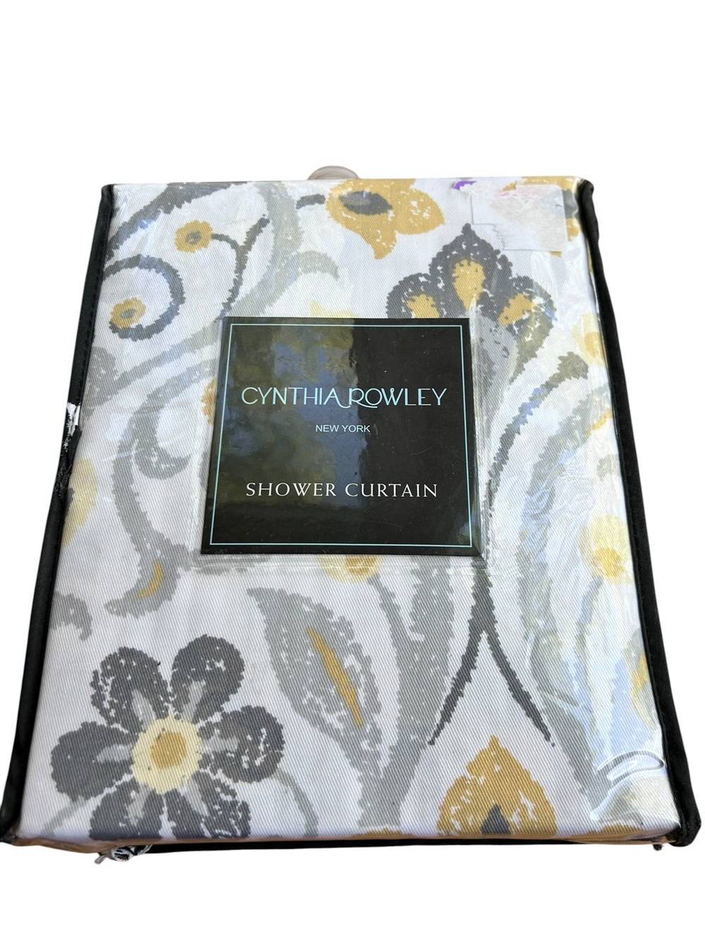Cynthia Rowley 72" x 72" Fabric Shower Curtain Baaman Scroll Yellow White Read